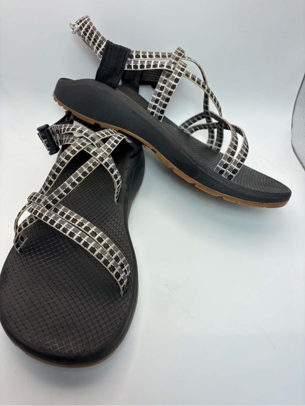 Chaco Black and Grey Grid Strappy Sandals Gorpcore